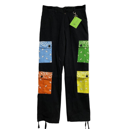 Paisley Multi-Pocket Relaxed Straight Utility Pants [ID:0254PA]