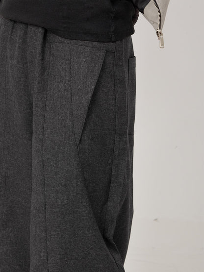 Grey Wide-Leg Relaxed Tailored Wide Pants [ID:0255PA]