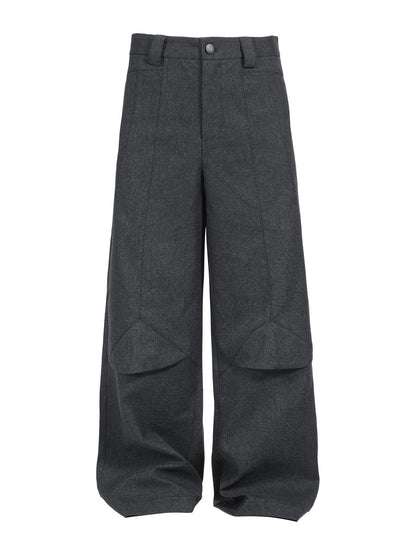 Grey Wide-Leg Relaxed Tailored Wide Pants [ID:0255PA]