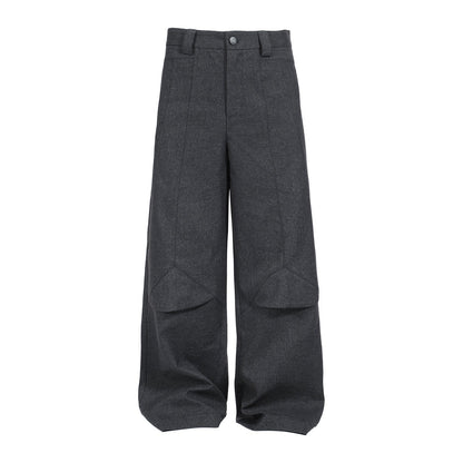 Grey Wide-Leg Relaxed Tailored Wide Pants [ID:0255PA]