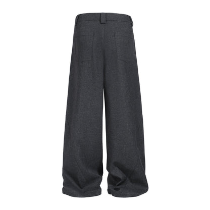 Grey Wide-Leg Relaxed Tailored Wide Pants [ID:0255PA]