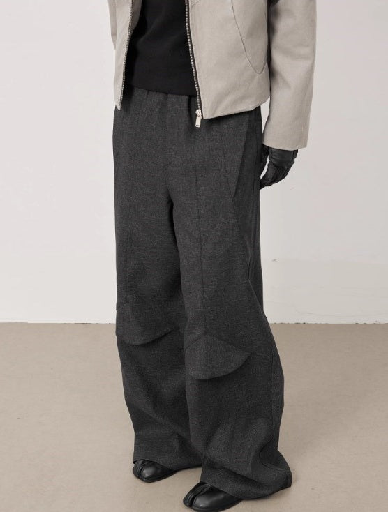 Grey Wide-Leg Relaxed Tailored Wide Pants [ID:0255PA]