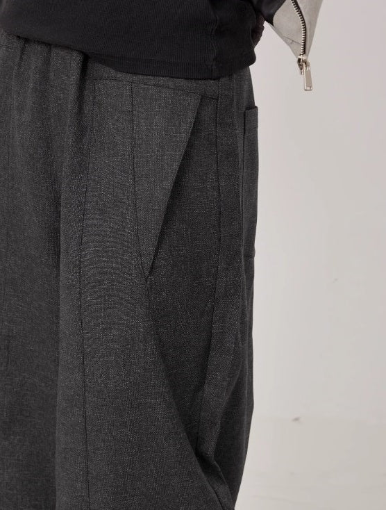 Grey Wide-Leg Relaxed Tailored Wide Pants [ID:0255PA]