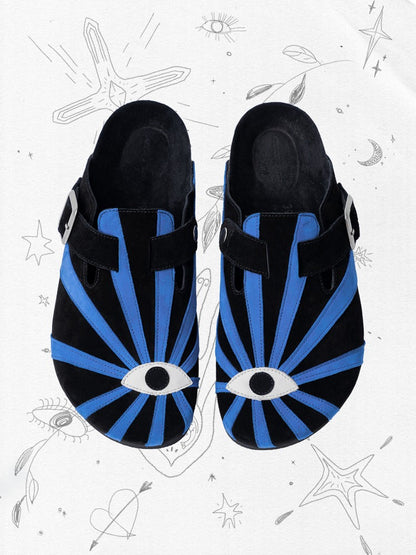 Embroidered Eye Leather Slip-On [ID:0259SH]