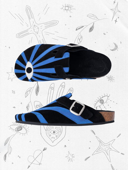 Embroidered Eye Leather Slip-On [ID:0259SH]