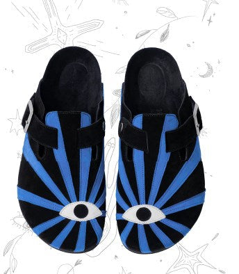 Embroidered Eye Leather Slip-On [ID:0259SH]