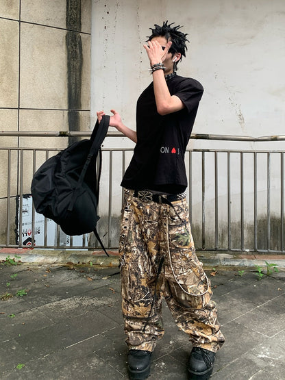 Detachable Ribbon Camo Wide Pants [ID:0265PA]