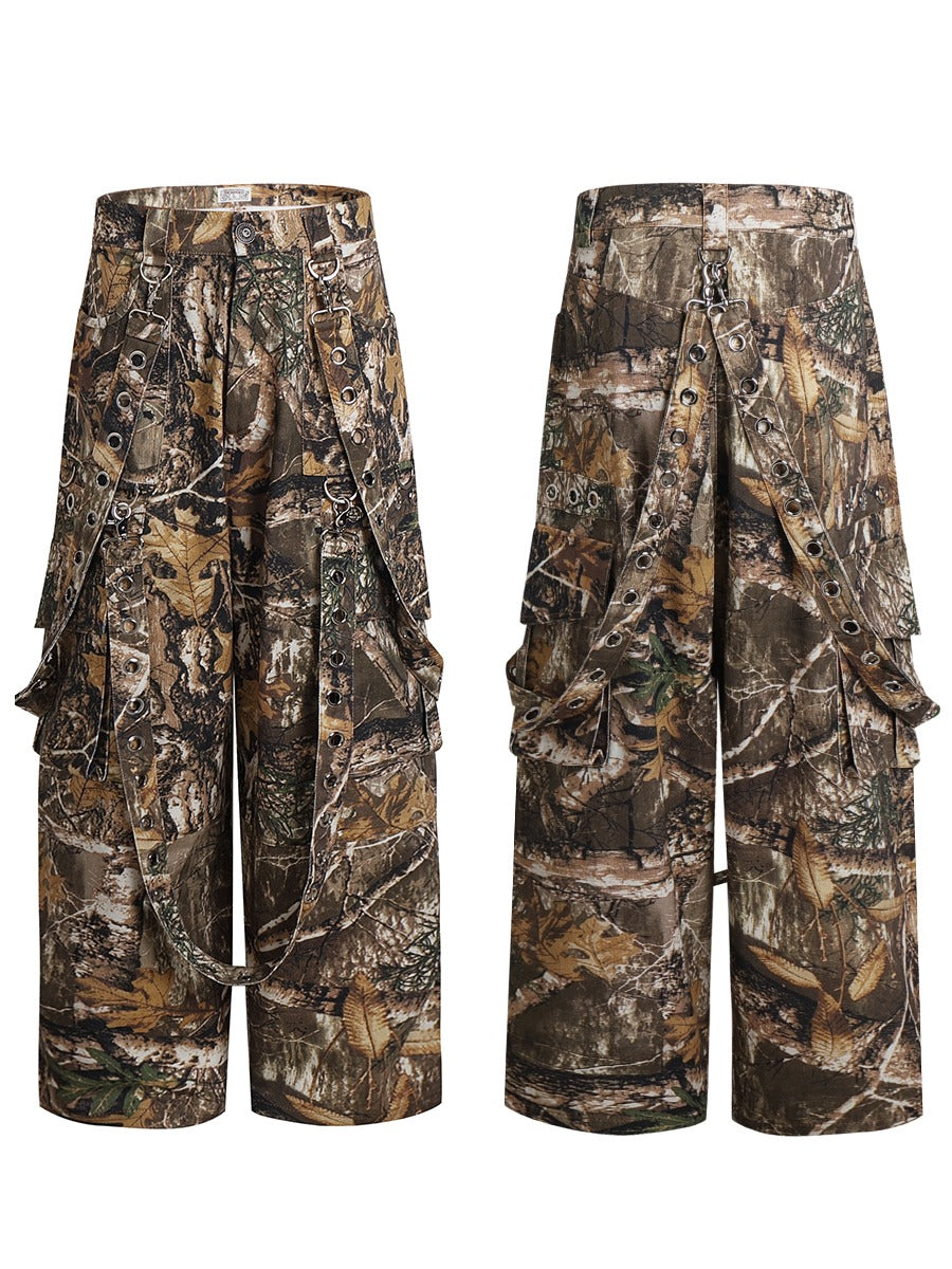 Detachable Ribbon Camo Wide Pants [ID:0265PA]