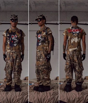 Detachable Ribbon Camo Wide Pants [ID:0265PA]