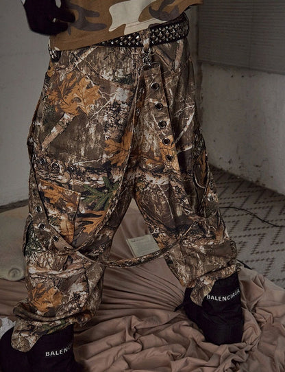 Detachable Ribbon Camo Wide Pants [ID:0265PA]