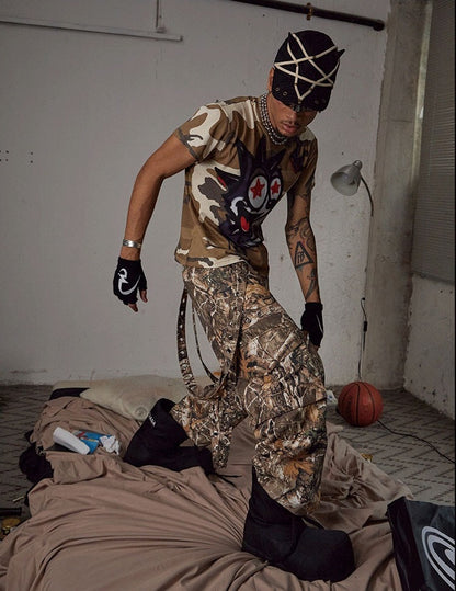 Detachable Ribbon Camo Wide Pants [ID:0265PA]