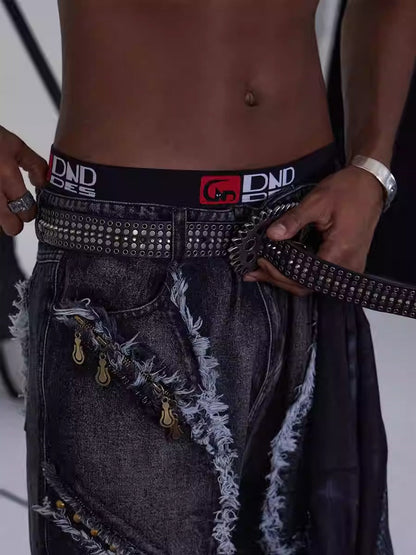 American Hip-Hop Dark Metal Design Heavy Belt [ID:0269BE]