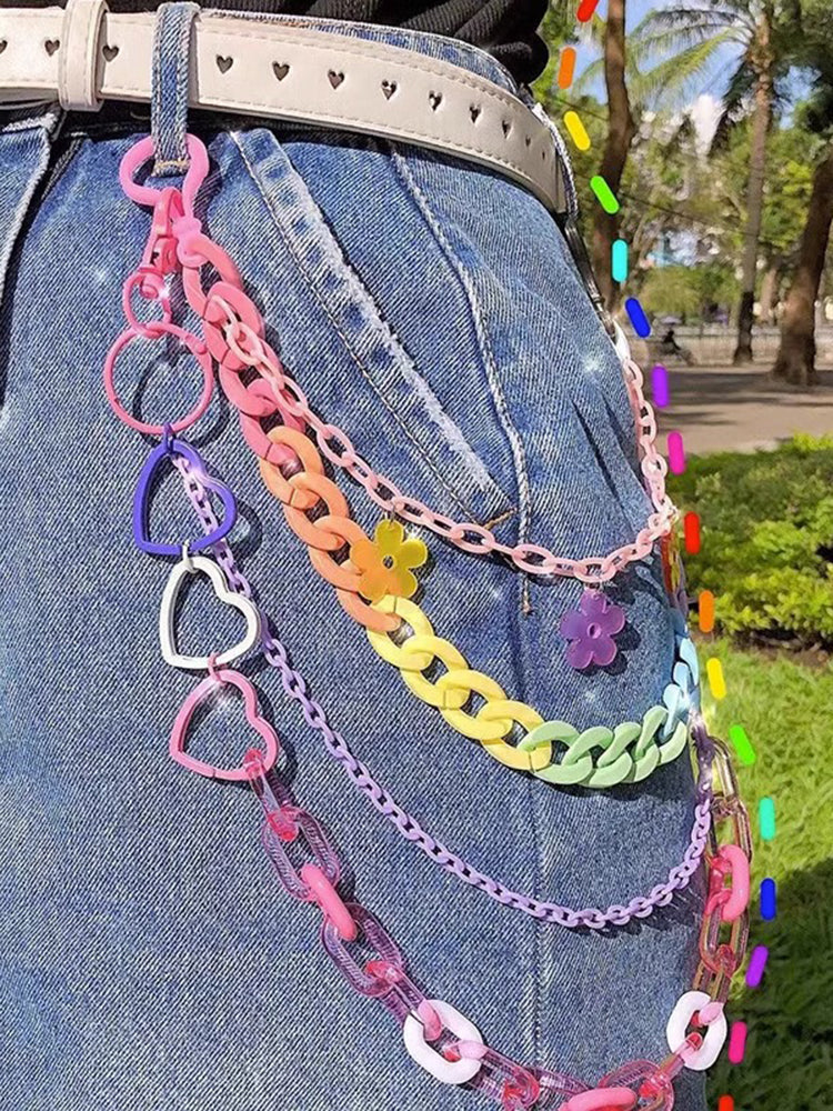 Dopamine Y2K Accessories JK Rainbow Chain Hanging Belt [ID:0283BE]