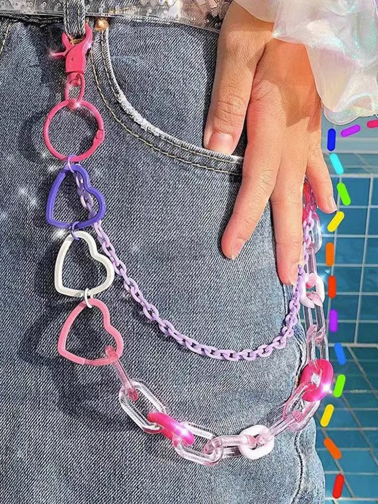 Dopamine Y2K Accessories JK Rainbow Chain Hanging Belt [ID:0283BE]