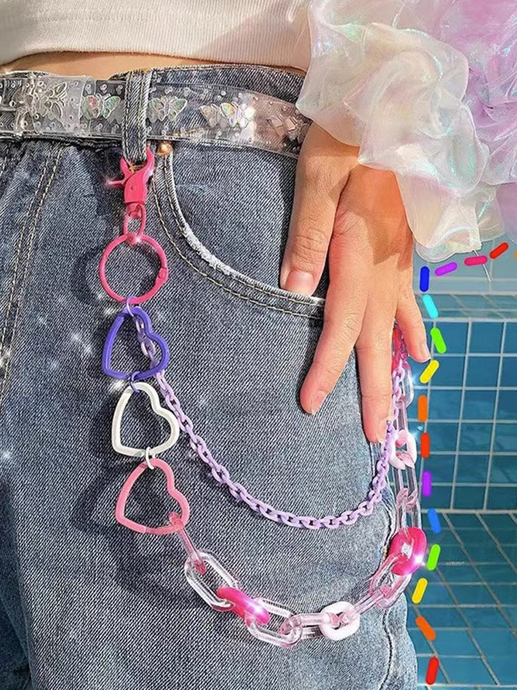 Dopamine Y2K Accessories JK Rainbow Chain Hanging Belt [ID:0283BE]