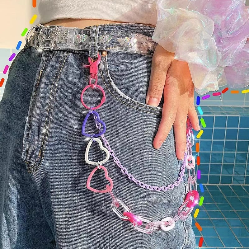 Dopamine Y2K Accessories JK Rainbow Chain Hanging Belt [ID:0283BE]