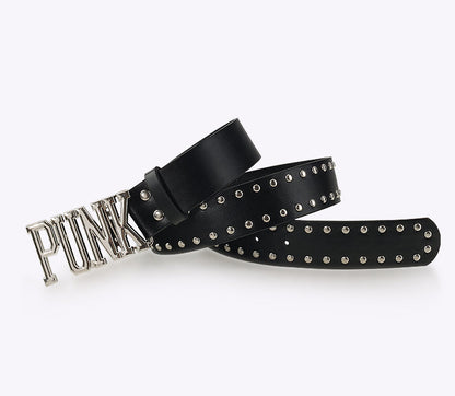 Wide Punk Letter Black Waist Leather Belt [ID:0284BE]