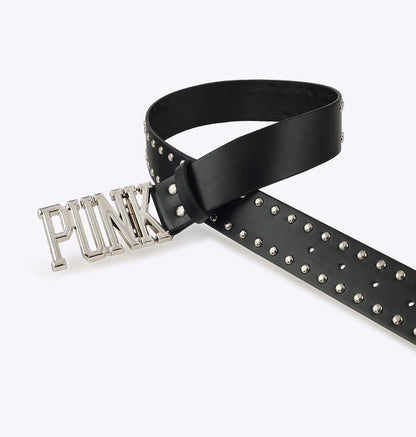 Wide Punk Letter Black Waist Leather Belt [ID:0284BE]