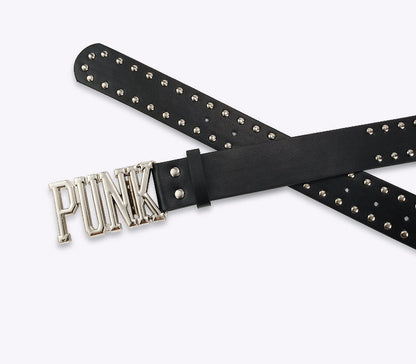 Wide Punk Letter Black Waist Leather Belt [ID:0284BE]