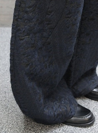 Embossed Sculptural Wide Curved-Leg Textured Pants [ID:0286PA]