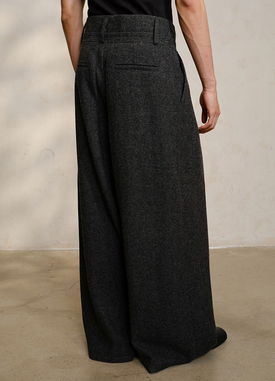 Origami Pleated Wool-Blend Dual-Waist Textured Pants [ID:0287PA]