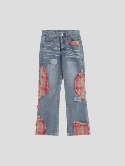 Patchwork Loose Straight-Leg Denim Pants [ID:0290PA]