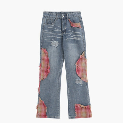 Patchwork Loose Straight-Leg Denim Pants [ID:0290PA]