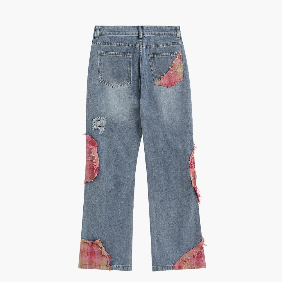 Patchwork Loose Straight-Leg Denim Pants [ID:0290PA]