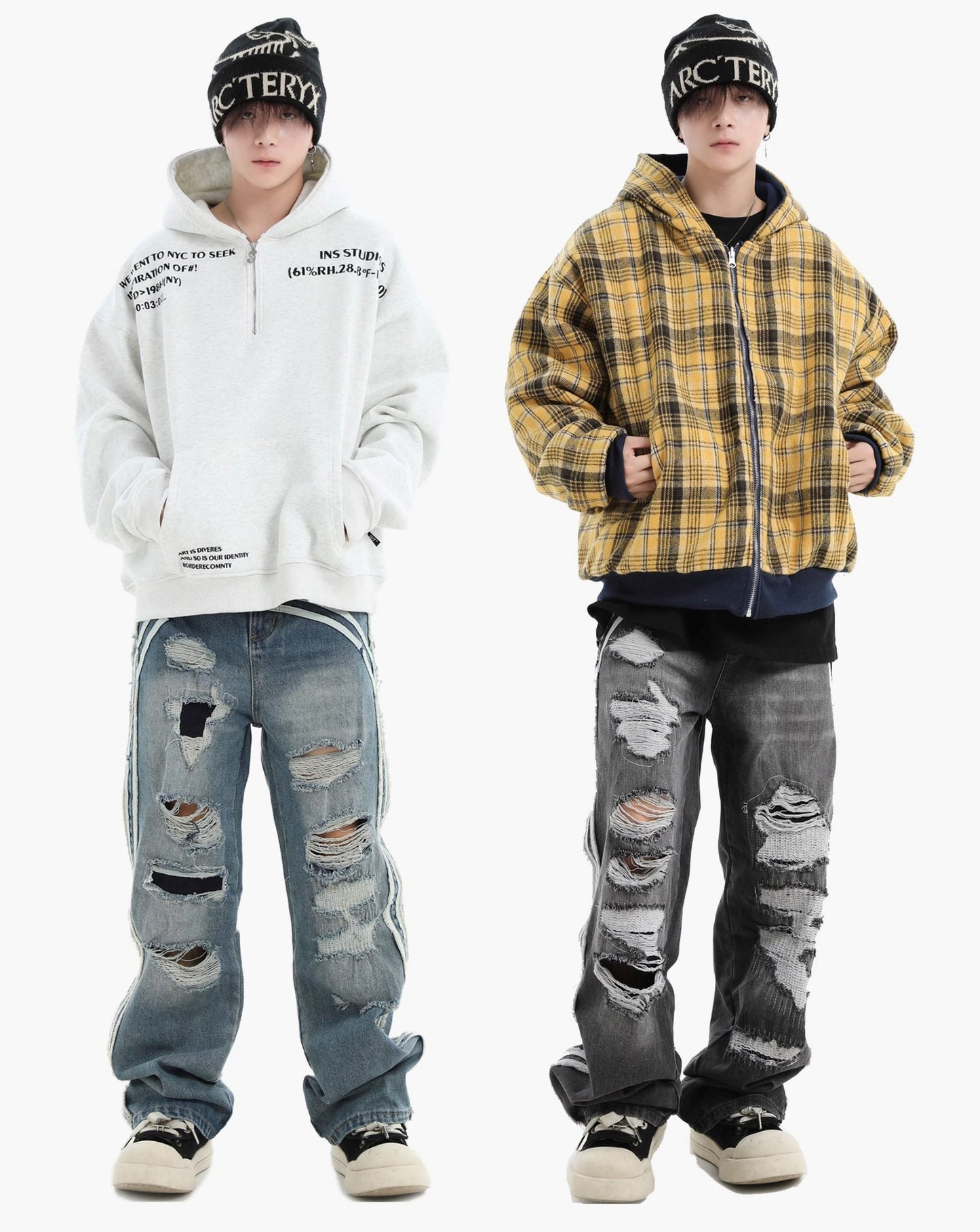 Loose Fit Ripped Straight Denim Pants [ID:0291PA]