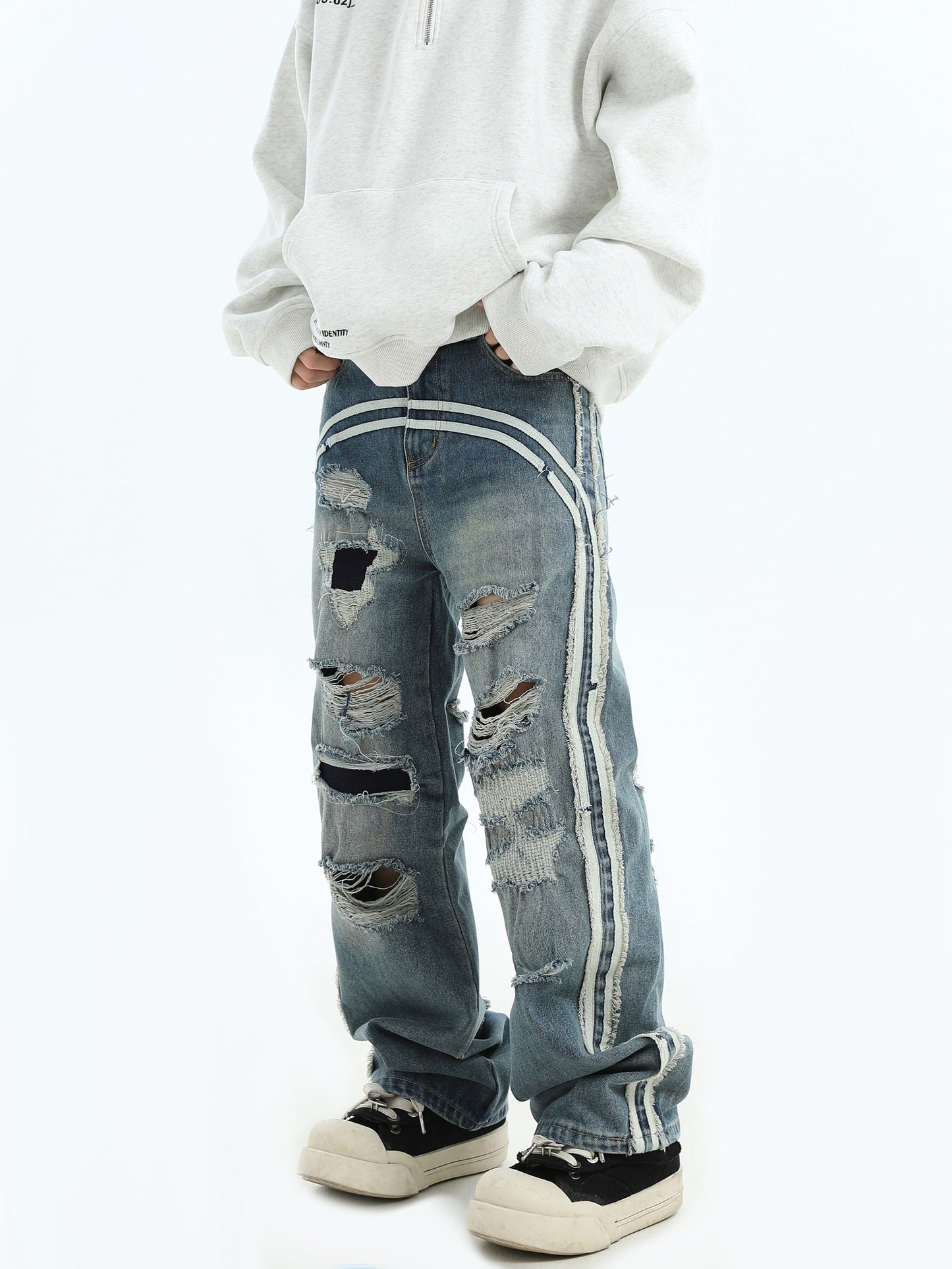 Loose Fit Ripped Straight Denim Pants [ID:0291PA]