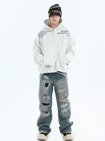 Loose Fit Ripped Straight Denim Pants [ID:0291PA]