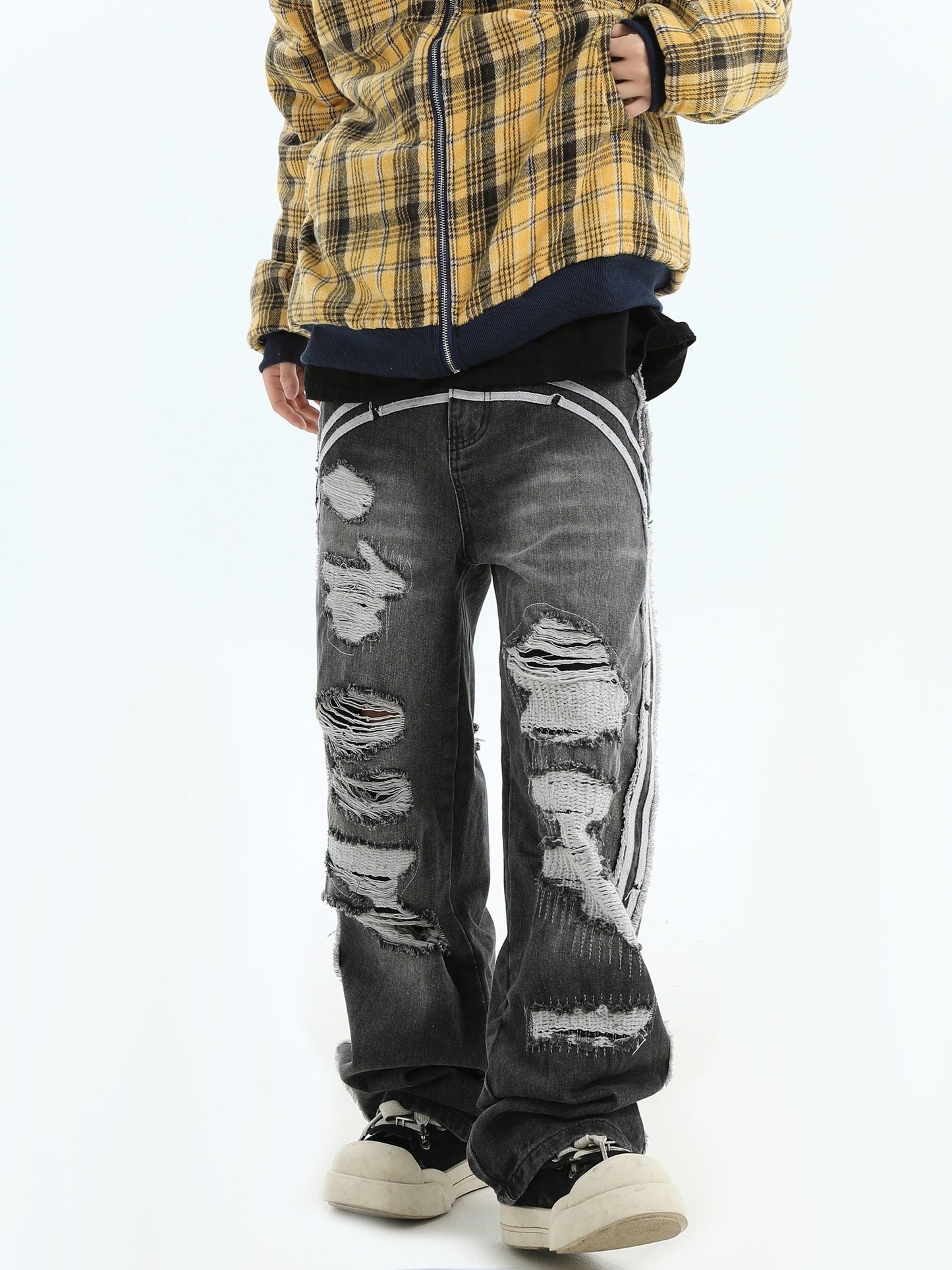 Loose Fit Ripped Straight Denim Pants [ID:0291PA]