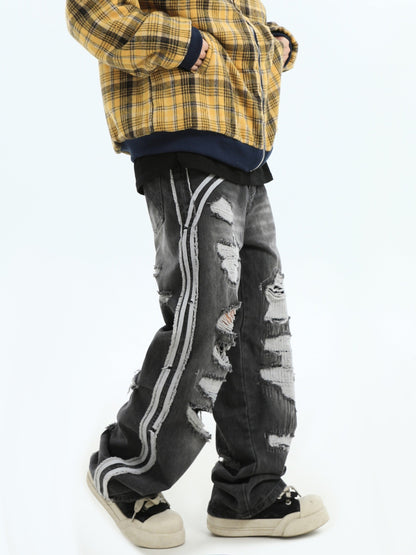 Loose Fit Ripped Straight Denim Pants [ID:0291PA]