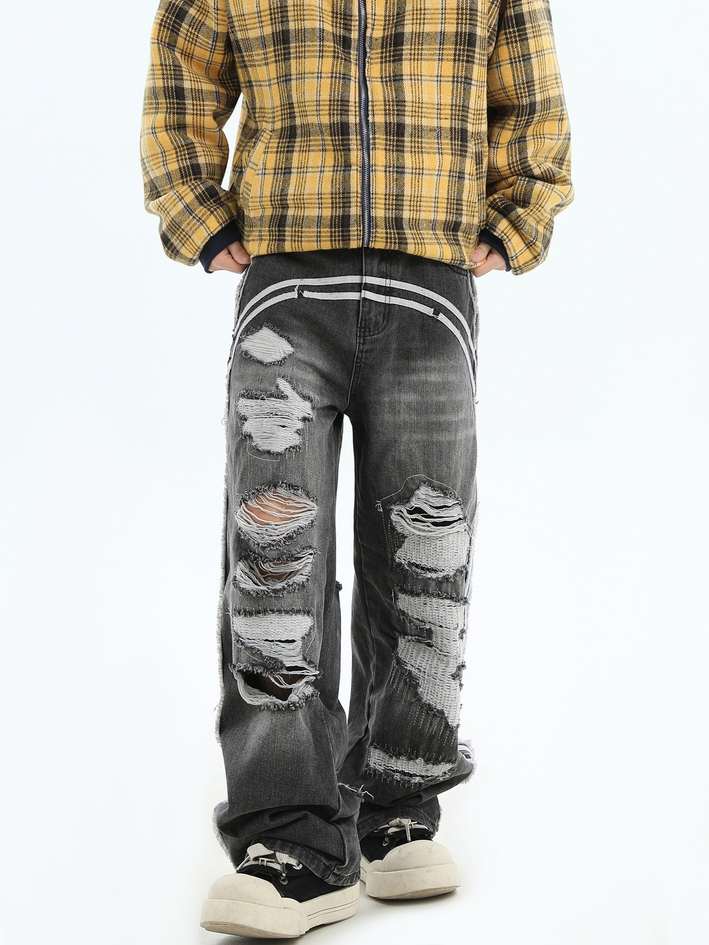 Loose Fit Ripped Straight Denim Pants [ID:0291PA]