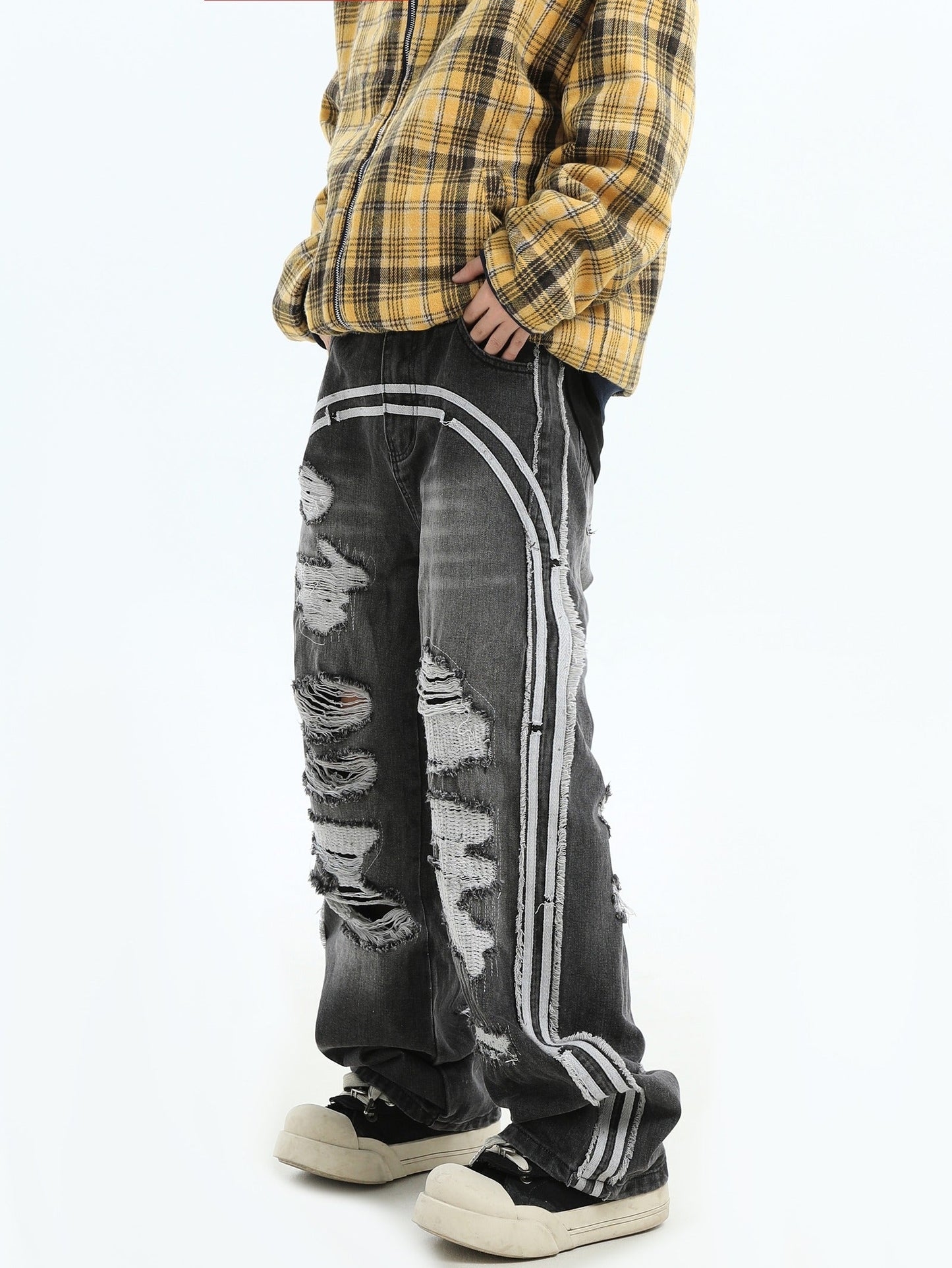 Loose Fit Ripped Straight Denim Pants [ID:0291PA]