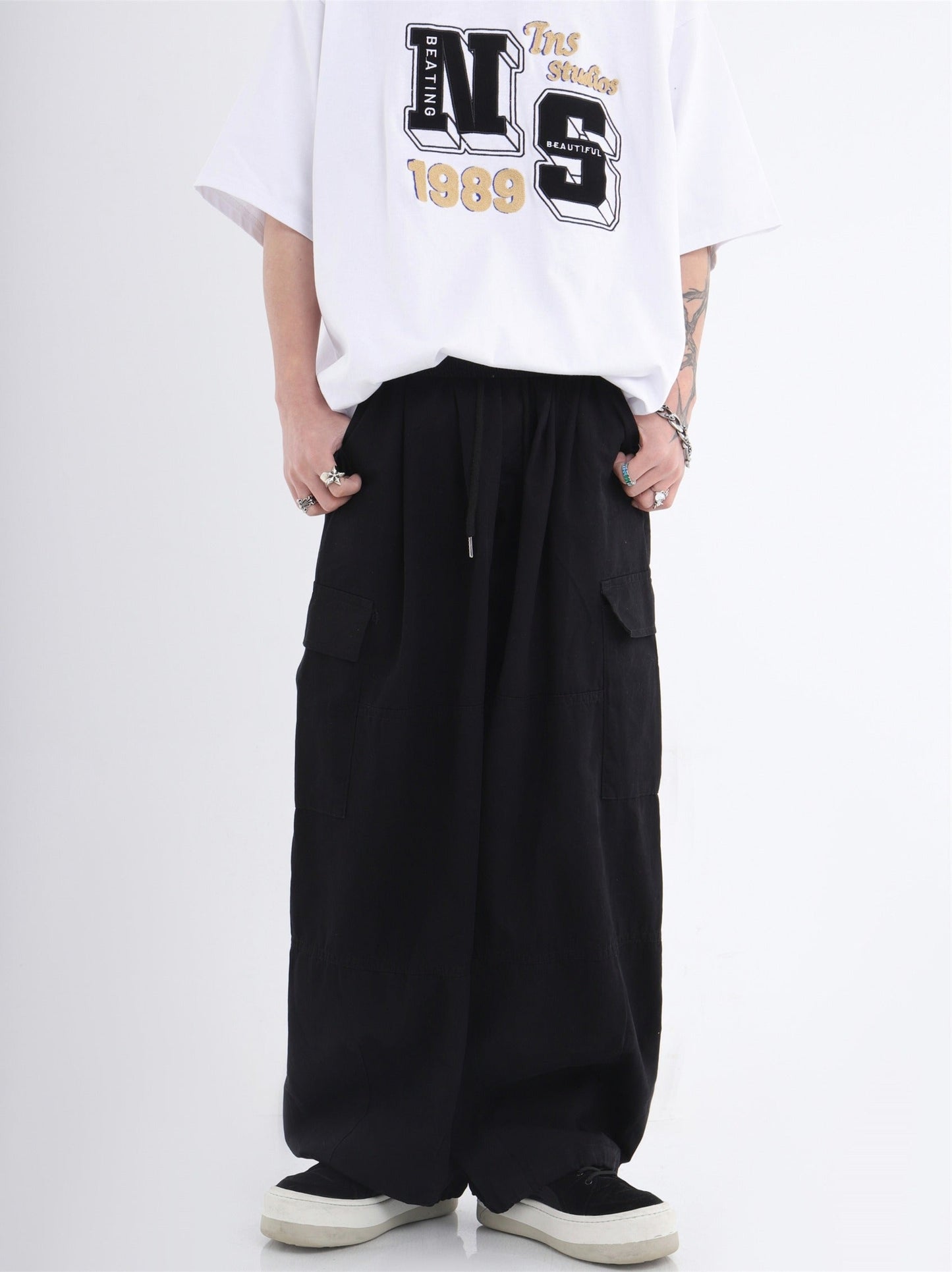 Utility Pocket Relaxed Wide-Leg Cargo Pants [ID:0296PA]