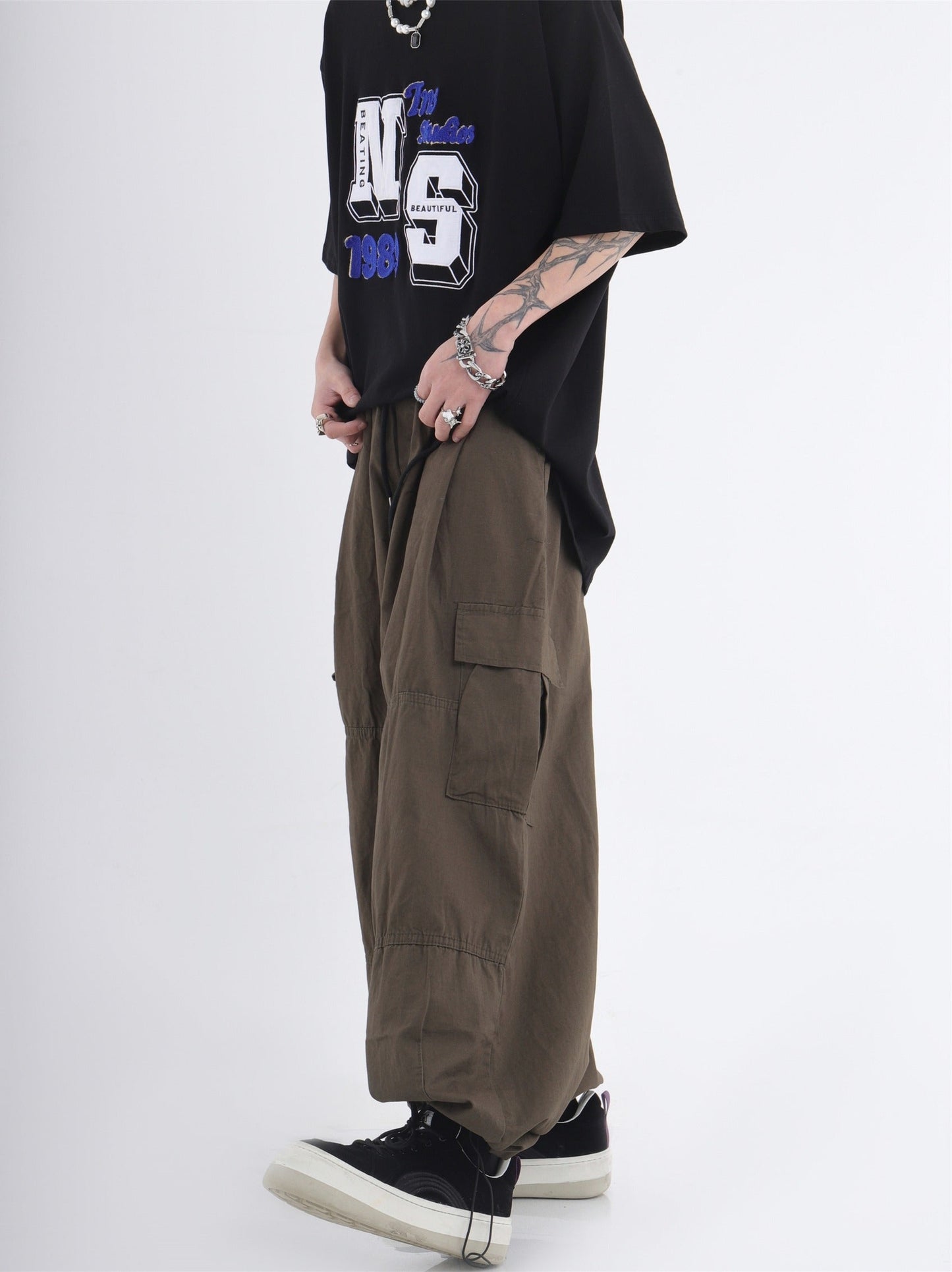 Utility Pocket Relaxed Wide-Leg Cargo Pants [ID:0296PA]