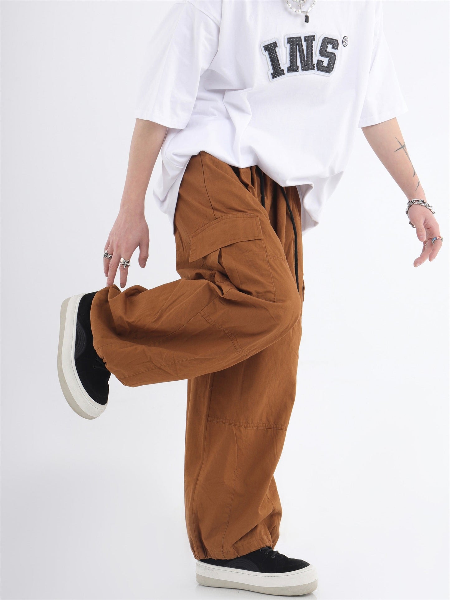 Utility Pocket Relaxed Wide-Leg Cargo Pants [ID:0296PA]