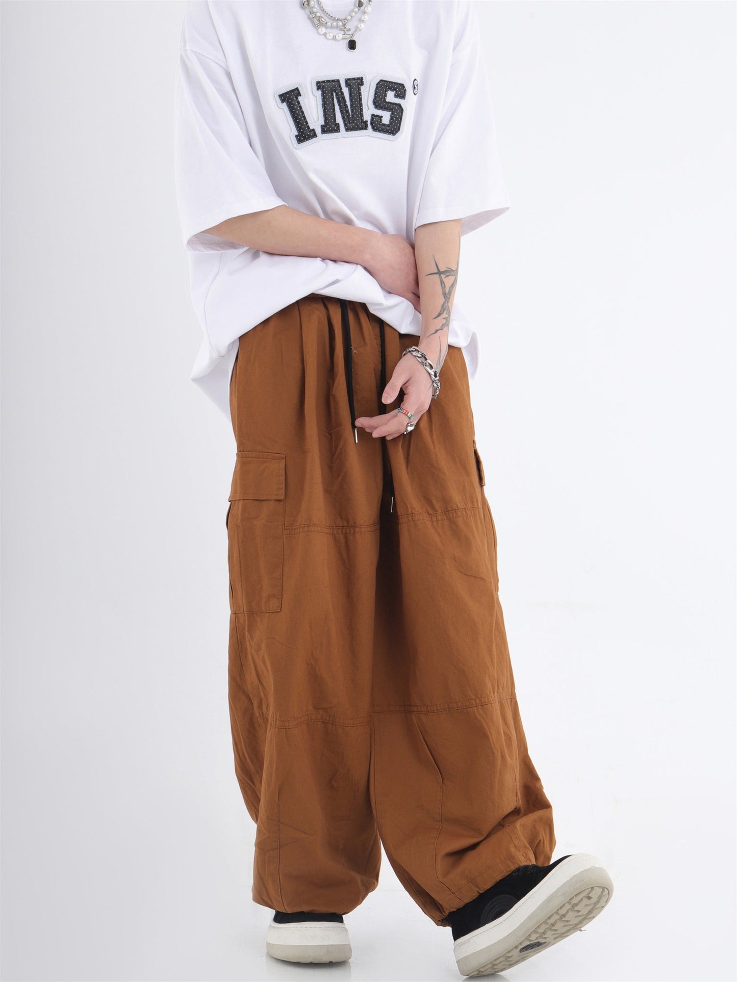 Utility Pocket Relaxed Wide-Leg Cargo Pants [ID:0296PA]