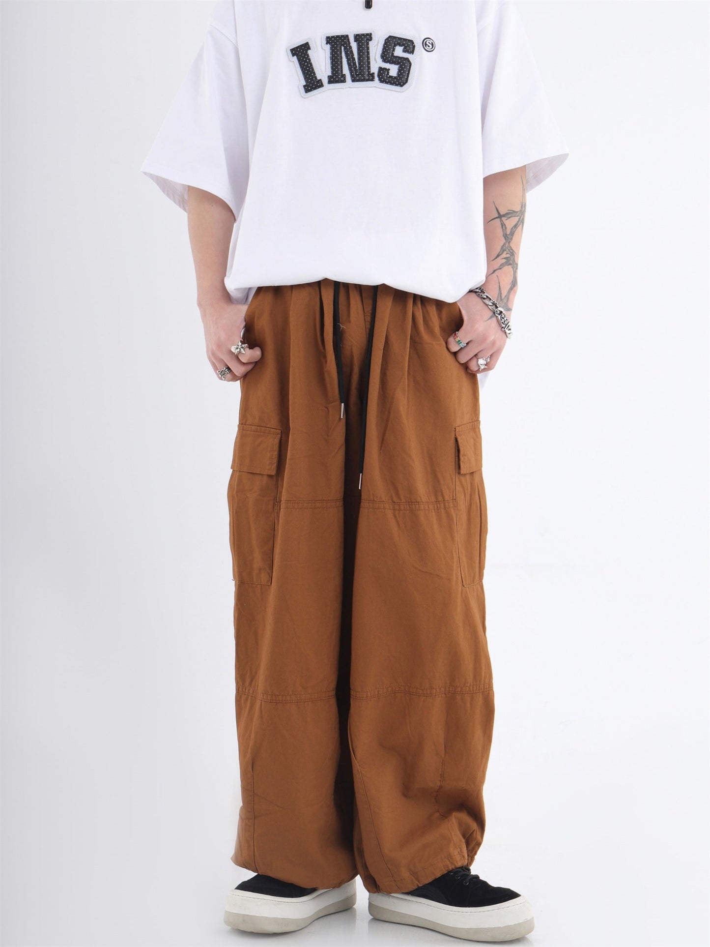 Utility Pocket Relaxed Wide-Leg Cargo Pants [ID:0296PA]