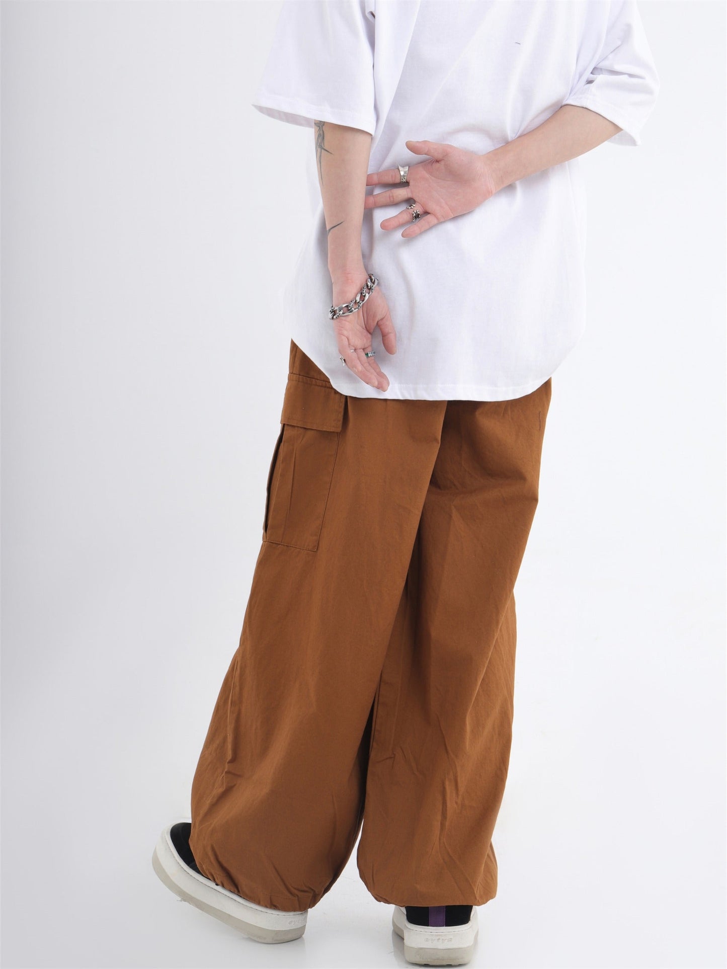 Utility Pocket Relaxed Wide-Leg Cargo Pants [ID:0296PA]