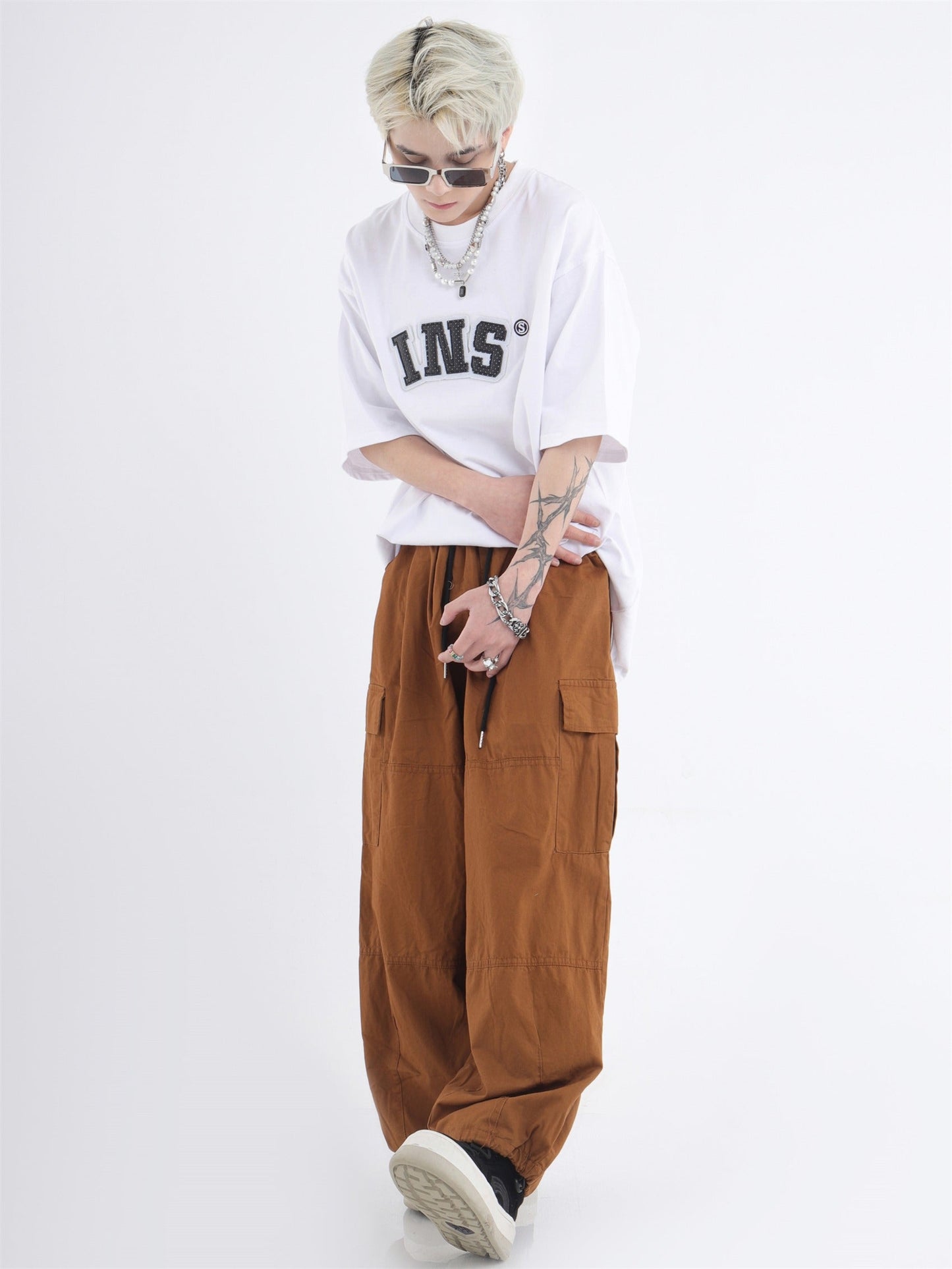 Utility Pocket Relaxed Wide-Leg Cargo Pants [ID:0296PA]