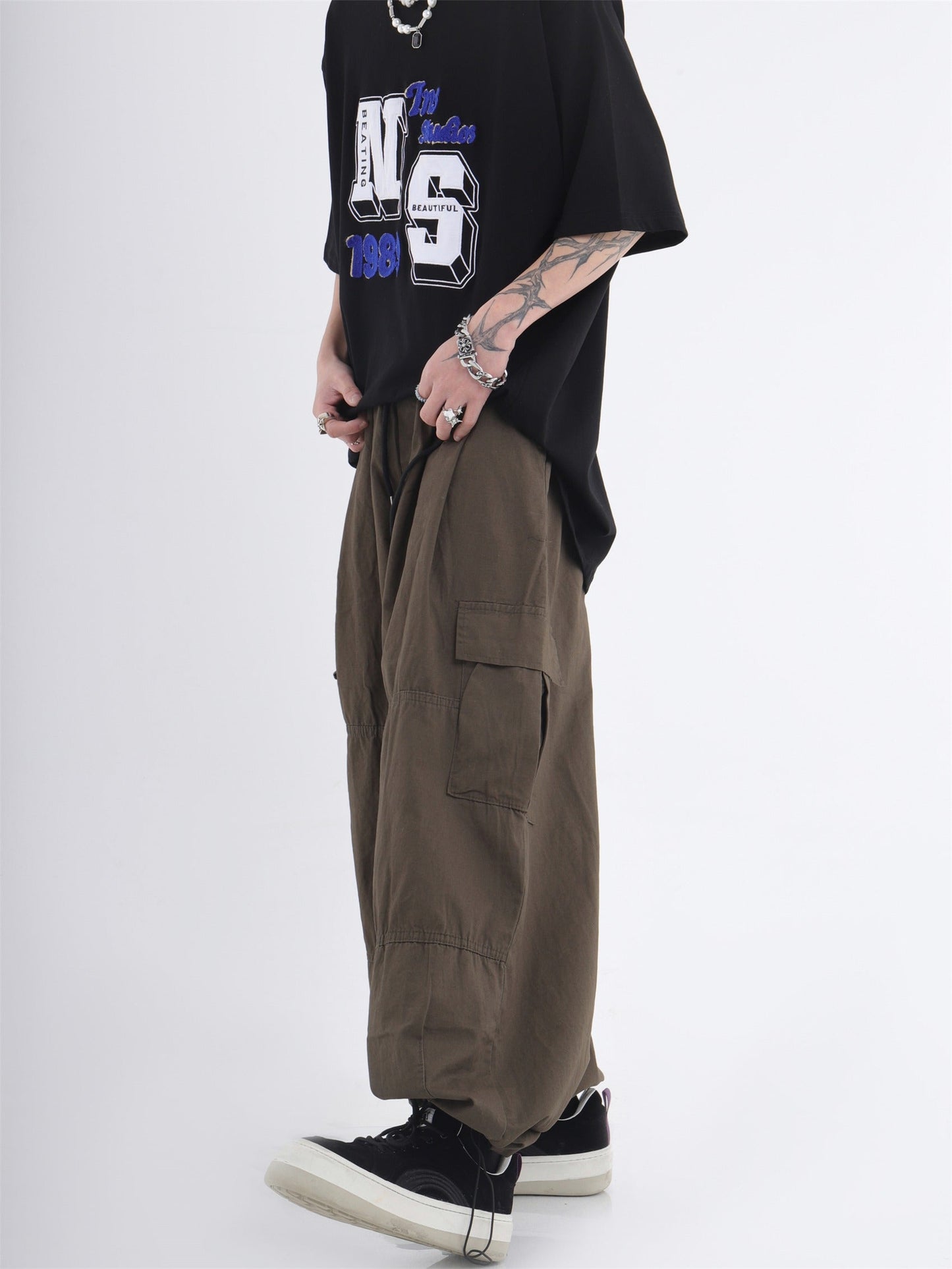 Utility Pocket Relaxed Wide-Leg Cargo Pants [ID:0296PA]