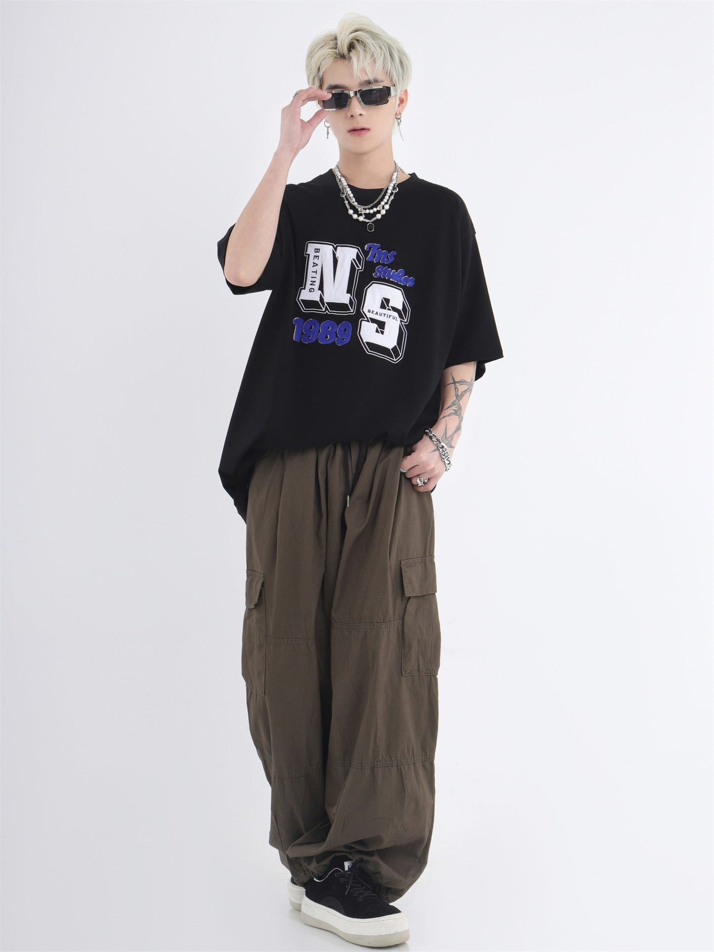 Utility Pocket Relaxed Wide-Leg Cargo Pants [ID:0296PA]