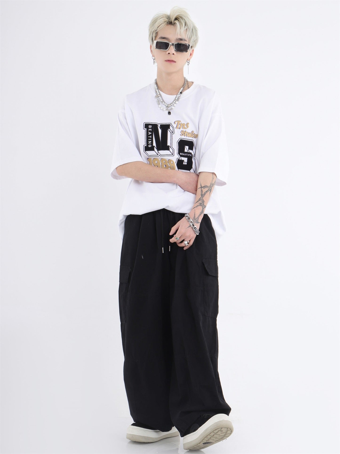 Utility Pocket Relaxed Wide-Leg Cargo Pants [ID:0296PA]