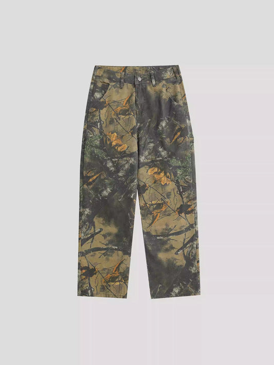 Branch Camo Unisex Style Loose Straight Denim Pants [ID:0303PA]