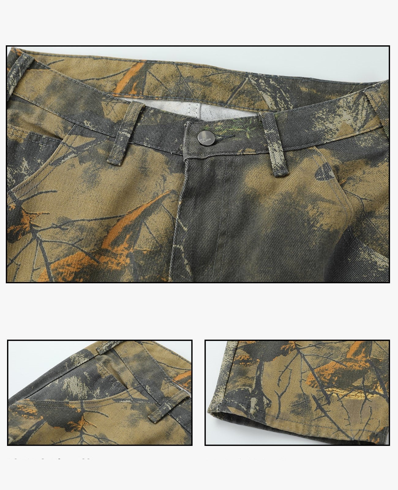 Branch Camo Unisex Style Loose Straight Denim Pants [ID:0303PA]