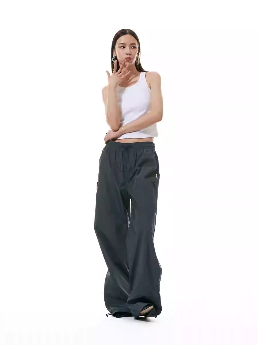 Zipper Detail Windbreaker Street Sports Long Pants [ID:0305PA]