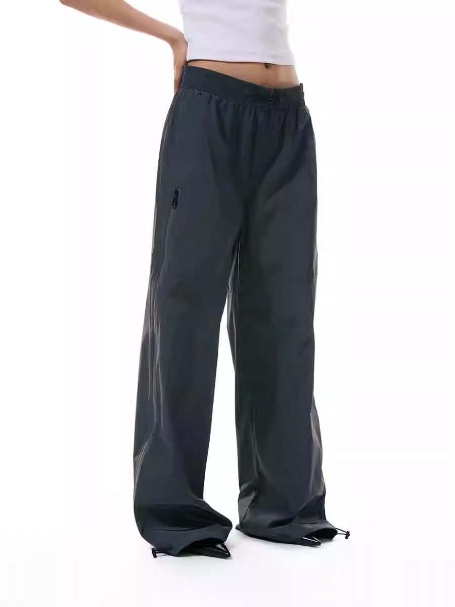 Zipper Detail Windbreaker Street Sports Long Pants [ID:0305PA]