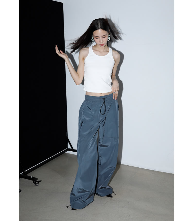 Zipper Detail Windbreaker Street Sports Long Pants [ID:0305PA]